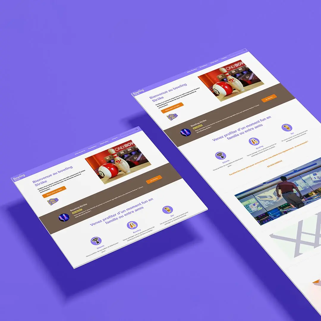 Création d'un site internet vitrine pour un bowling - webdesigner freelance Normandie